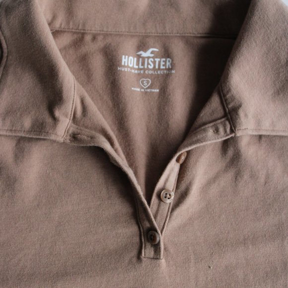 Cropped Light Brown Short Sleeve Polo - Picture 4 of 6